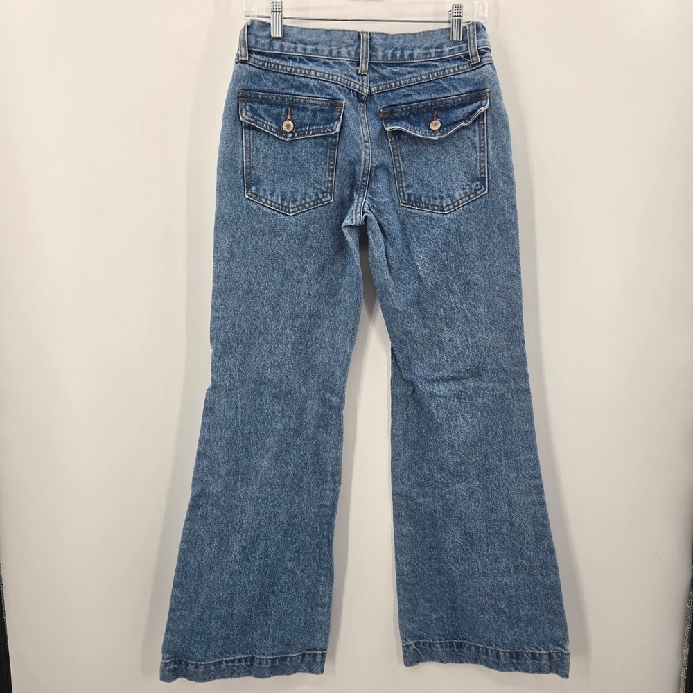 John Galt Brandy Melville Wide Leg Jeans Blue High Waist Patch Pocket Womens S - Picture 2 of 8